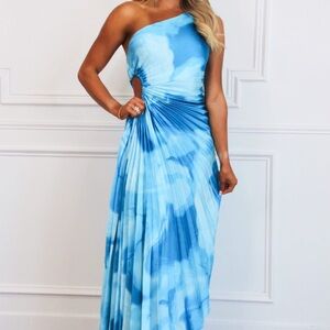 Blue One Shoulder Maxi Dress
